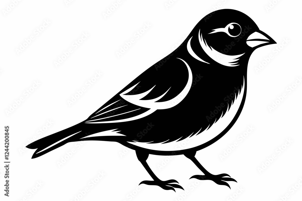 Fototapeta premium finch bird silhouette line art vector illustration with a white background