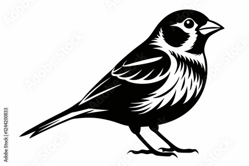 finch bird silhouette line art vector illustration with a white background