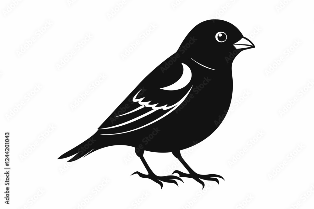 Fototapeta premium finch bird silhouette line art vector illustration with a white background