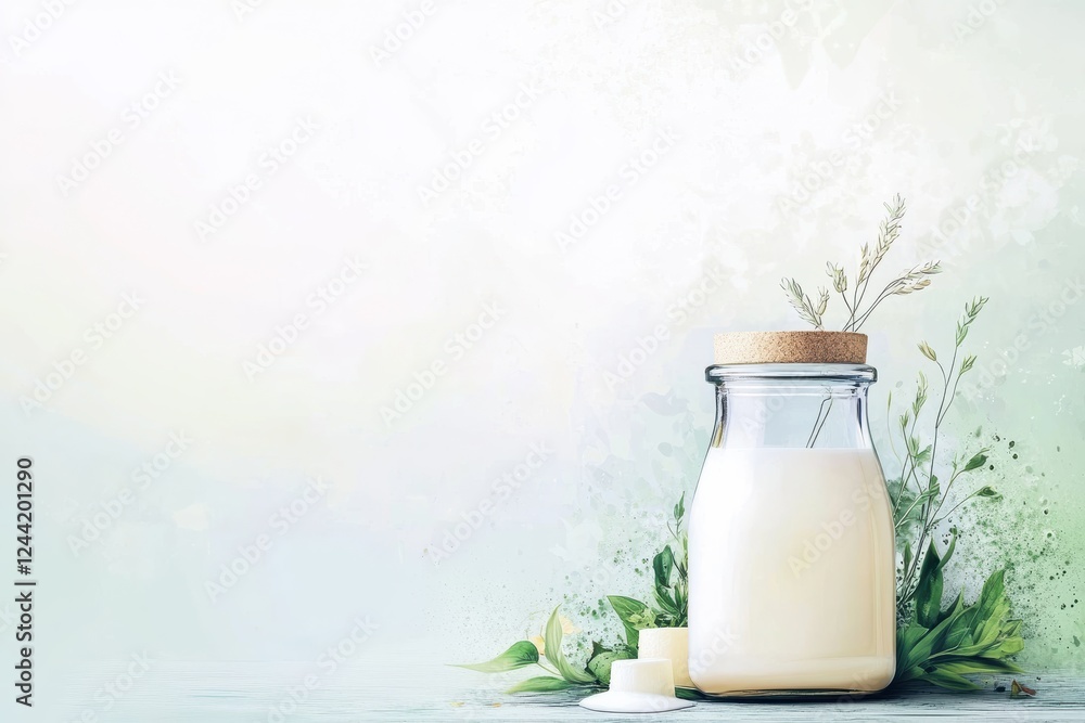 Creative graphic design layouts featuring farm-themed milk products and nature elements Creative graphic design layouts featuring farm-themed milk products and nature elements