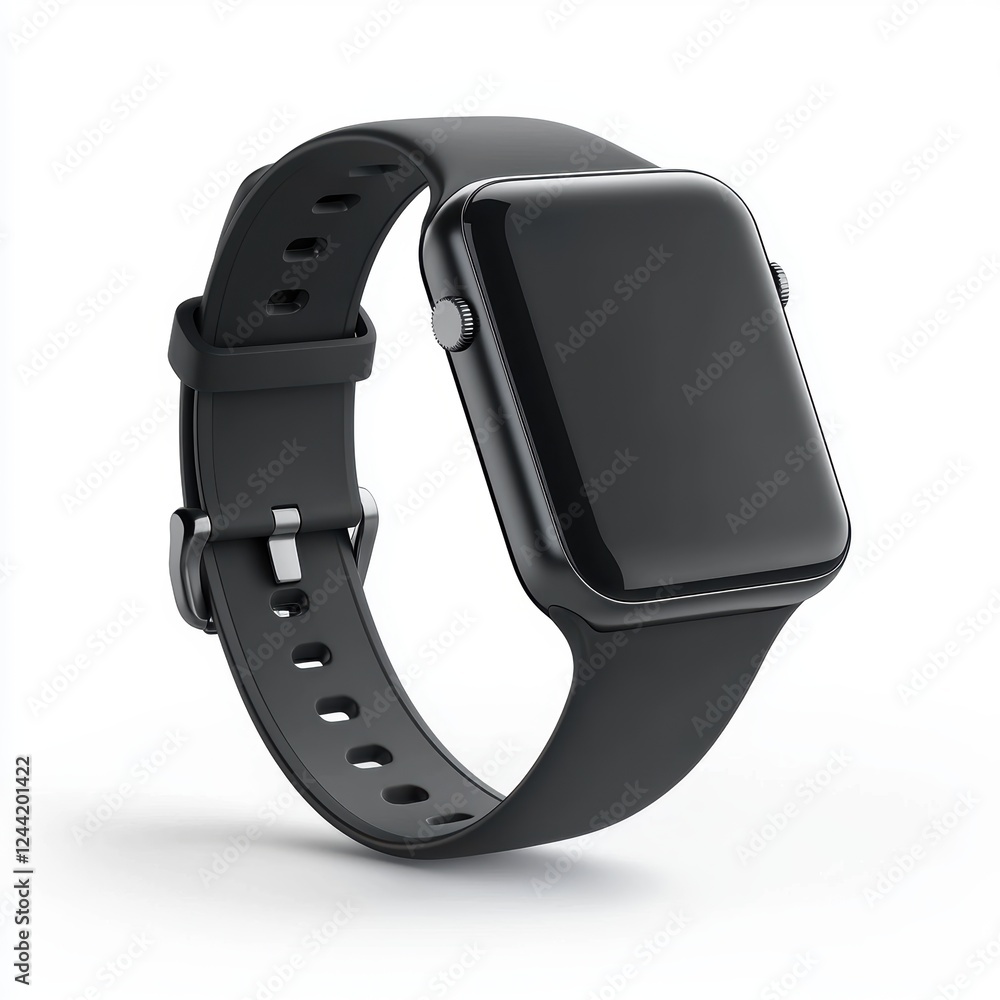 sleek smartwatch mockup with a blank screen, isolated on white sleek smartwatch mockup with a blank screen, isolated on white