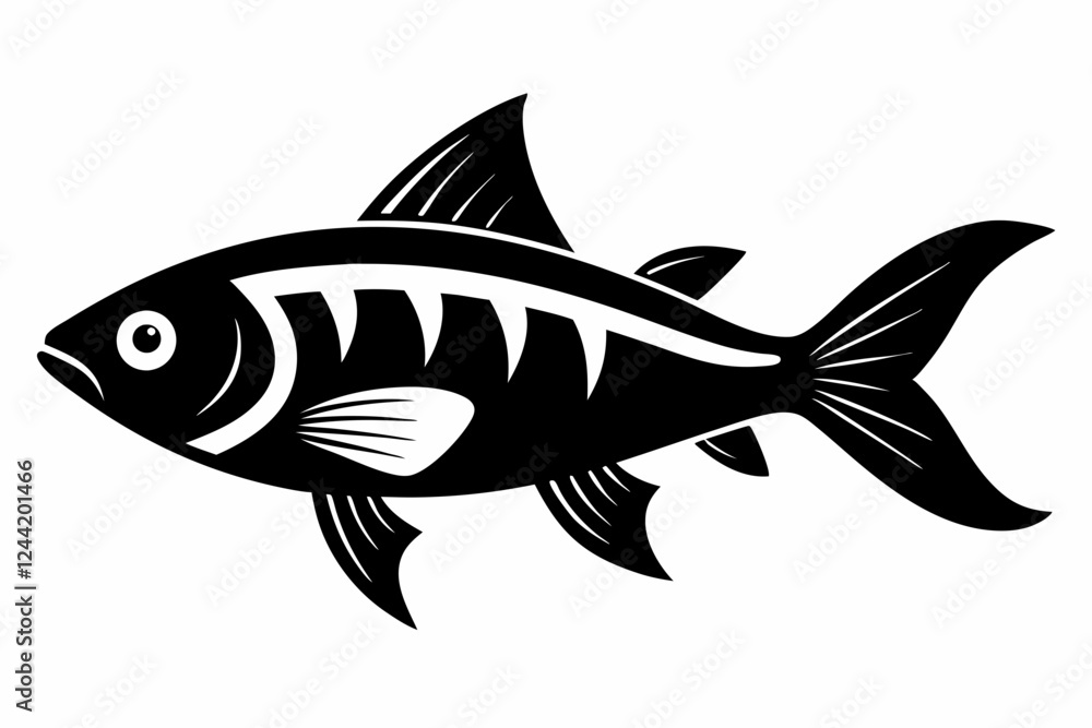 Fototapeta premium fish silhouette line art vector illustration with a white background