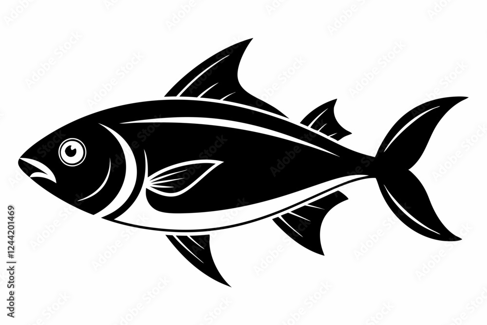 Fototapeta premium fish silhouette line art vector illustration with a white background