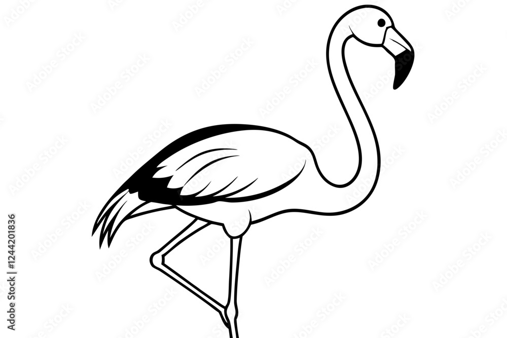 Obraz premium flamingo silhouette line art vector illustration with a white background