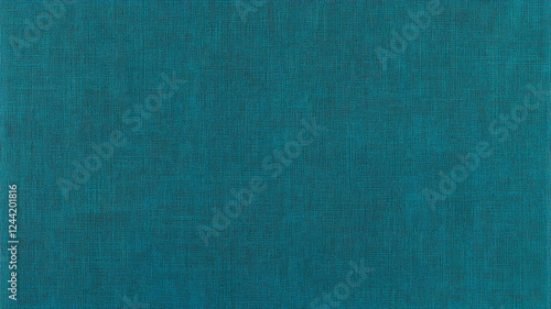 Turquoise coloured textured background with woven thread weave pattern, burlap