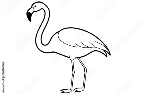 flamingo silhouette line art vector illustration with a white background