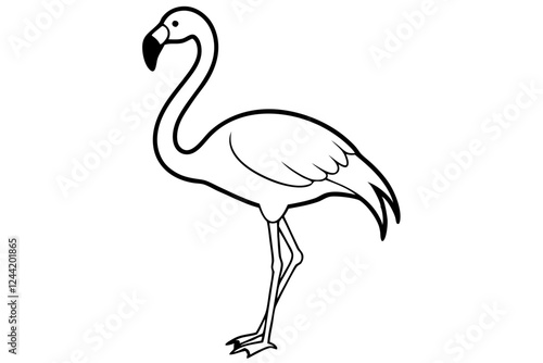 flamingo silhouette line art vector illustration with a white background