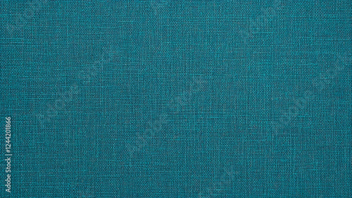 Turquoise coloured textured background with woven thread weave pattern, burlap