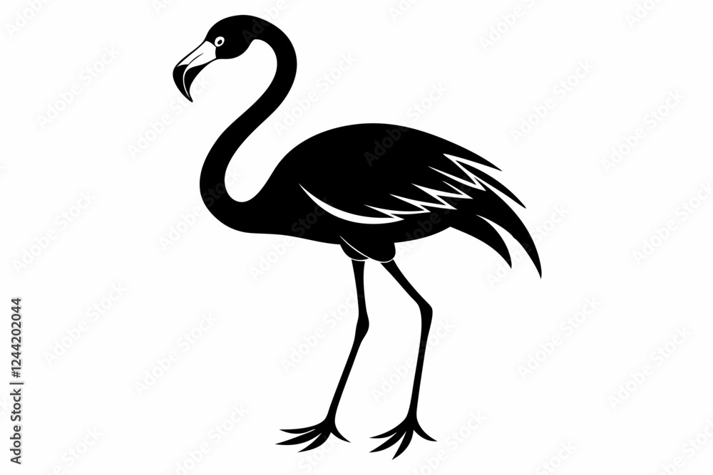 Fototapeta premium flamingo silhouette line art vector illustration with a white background
