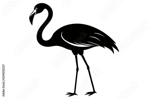 flamingo silhouette line art vector illustration with a white background