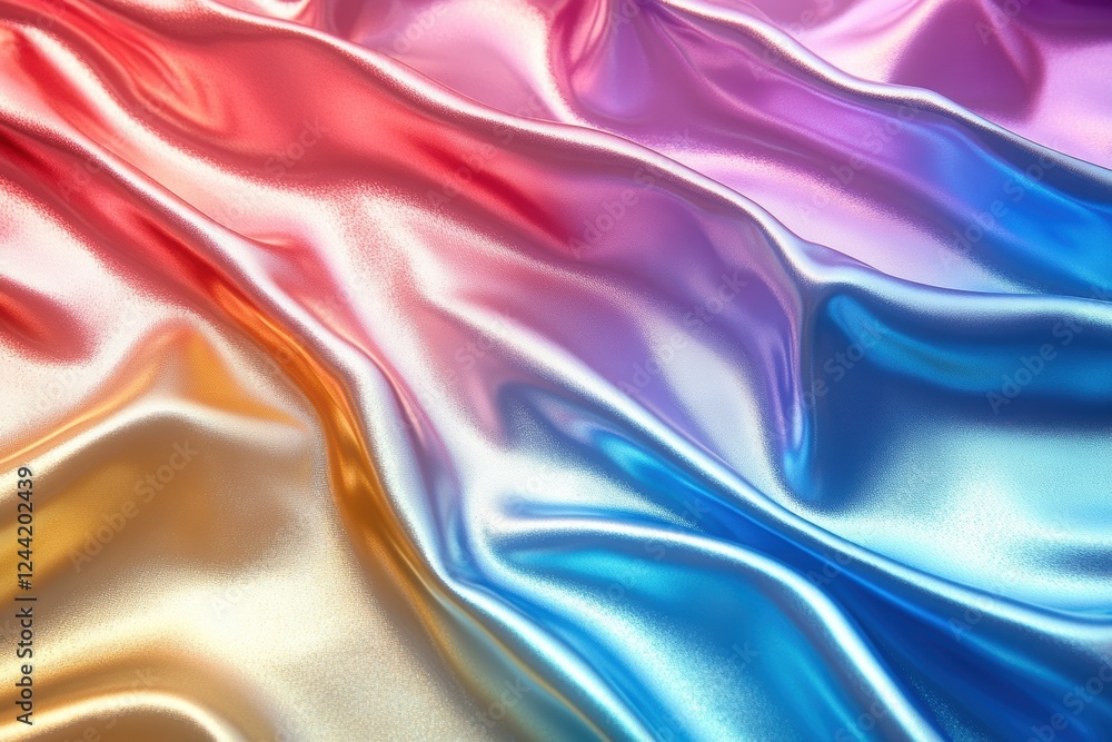 Fototapeta premium A vibrant, flowing fabric showcasing a gradient of colors and textures.
