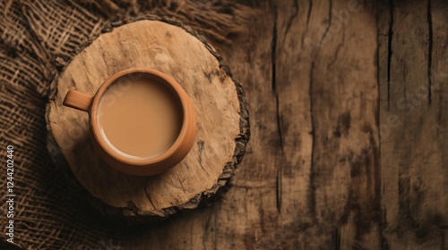 Traditional Indian hot drink with milk and spices - Masala tea. Organic ayurvedic chai, herbal drink. photo