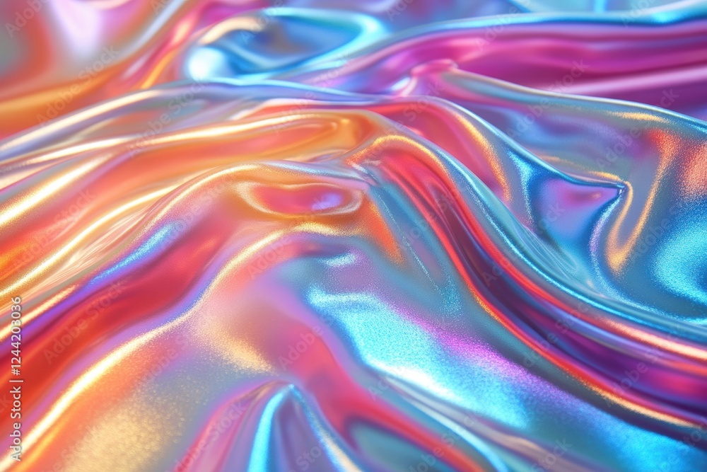 Obraz premium Colorful, iridescent fabric creating a vibrant, fluid texture.