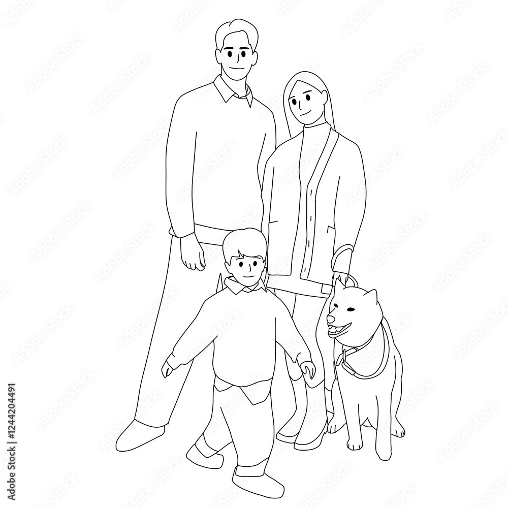 happy family with dog