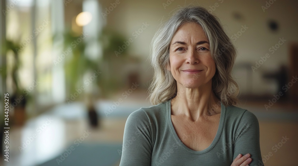 Fototapeta premium beautiful senior woman in yoga studio, gym,body care 