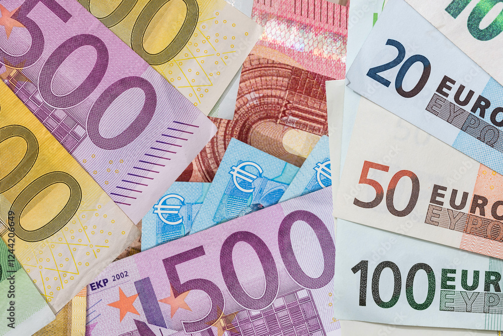 different Euro paper bills, legal European Union curency EU different Euro paper bills, legal European Union curency EU