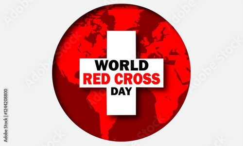 World red cross day concept vector illustration, 8th may red cross health concept with vector elements. Paper Art and Paper Cut Out Concept.
