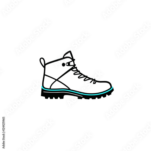 Hiking boot illustration with turquoise accents