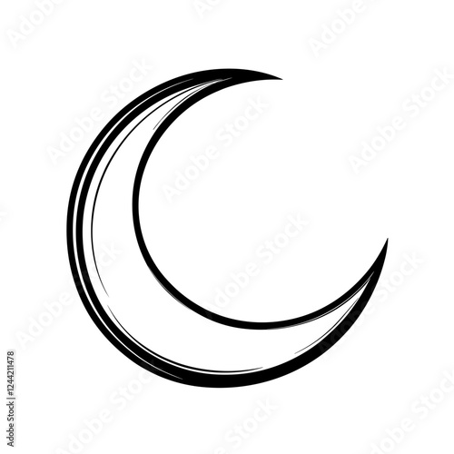 Black moon silhouette on white background