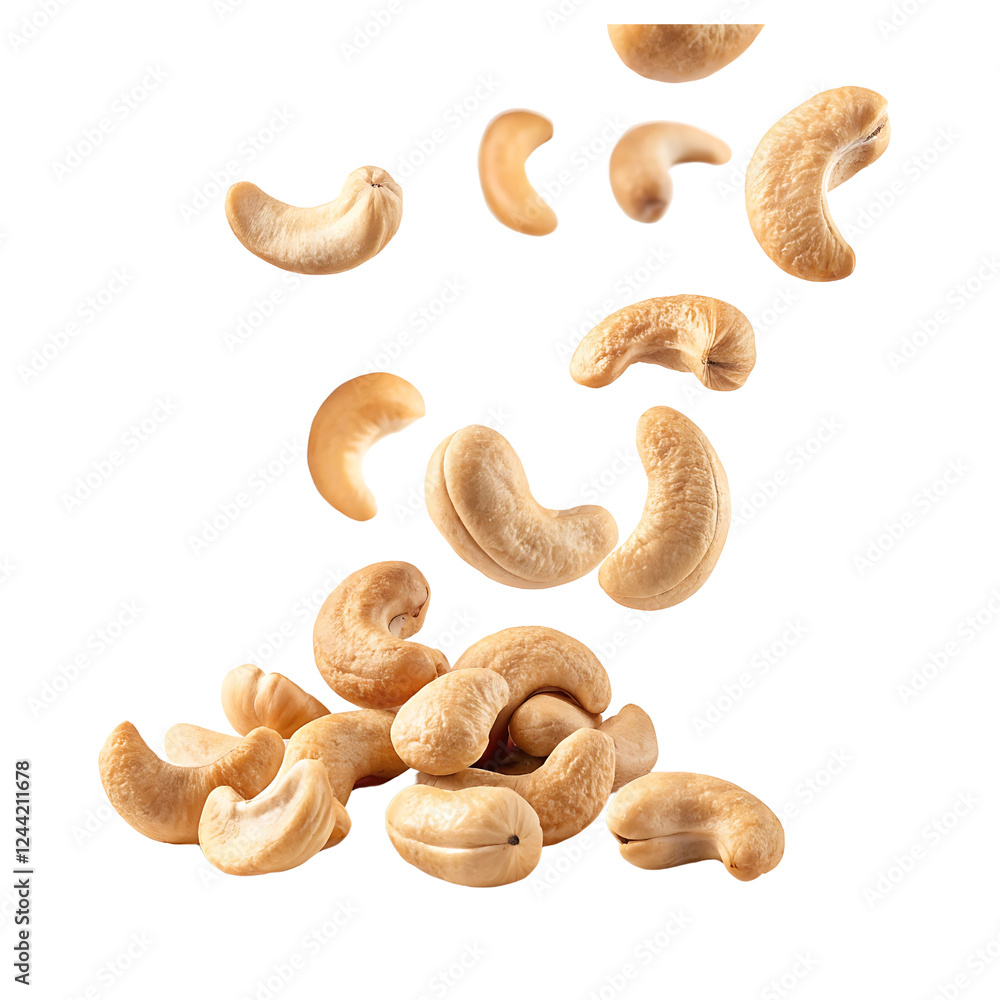 Falling cashew nuts with transparent background Falling cashew nuts with transparent background