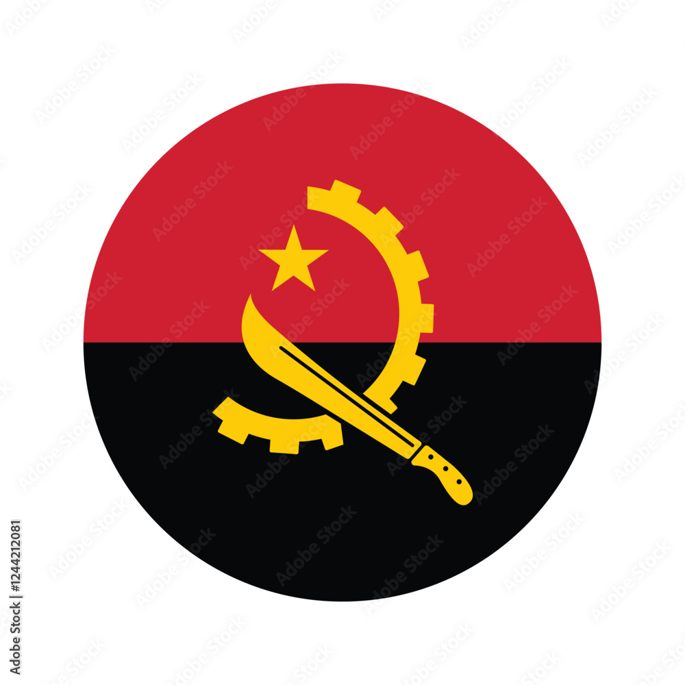 Angola flag icon symbol. Angola Circle icon flag. National Angola flag. flag of Angola Vector graphics. Angola flag icon symbol. Angola Circle icon flag. National Angola flag. flag of Angola Vector graphics.