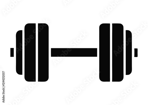barbell icon, dumbbell silhouette vector illustration 
