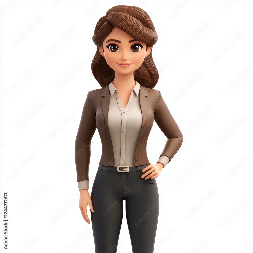 Fototapeta premium Young woman in her twenties, dressed in stylish office attire, isolated on white background