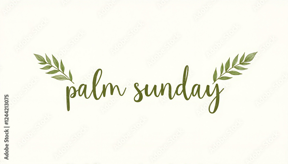 Charming Palm Sunday card with elegant palm leaf illustrations, celebration Charming Palm Sunday card with elegant palm leaf illustrations, celebration