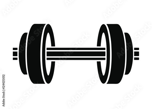 barbell icon, dumbbell silhouette vector illustration 