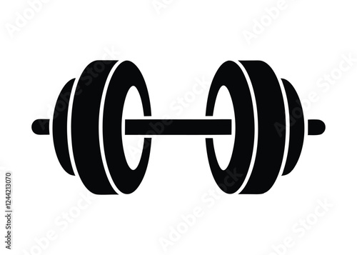 barbell icon, dumbbell silhouette vector illustration 