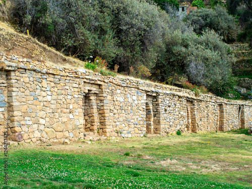 Ican ruins in Yumani sun island in Titikaka lake Bolivia photo