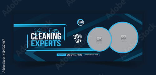 Cleaning service social media post banner template design