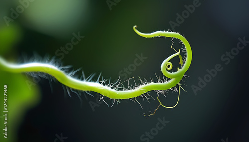 A vibrant plant looks like green caterpillar dominates the scene