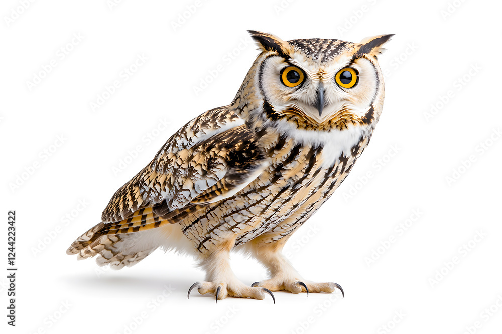 Obraz premium Owl is sitting isolated on white background