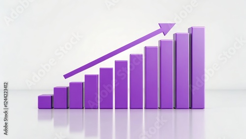 Free Download Purple 3D Bar Graph with Rising Arrow, Creative Growth Chart Illustration - GFXLoad