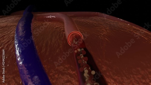 3D animation about blood vessel and vasoconstriction