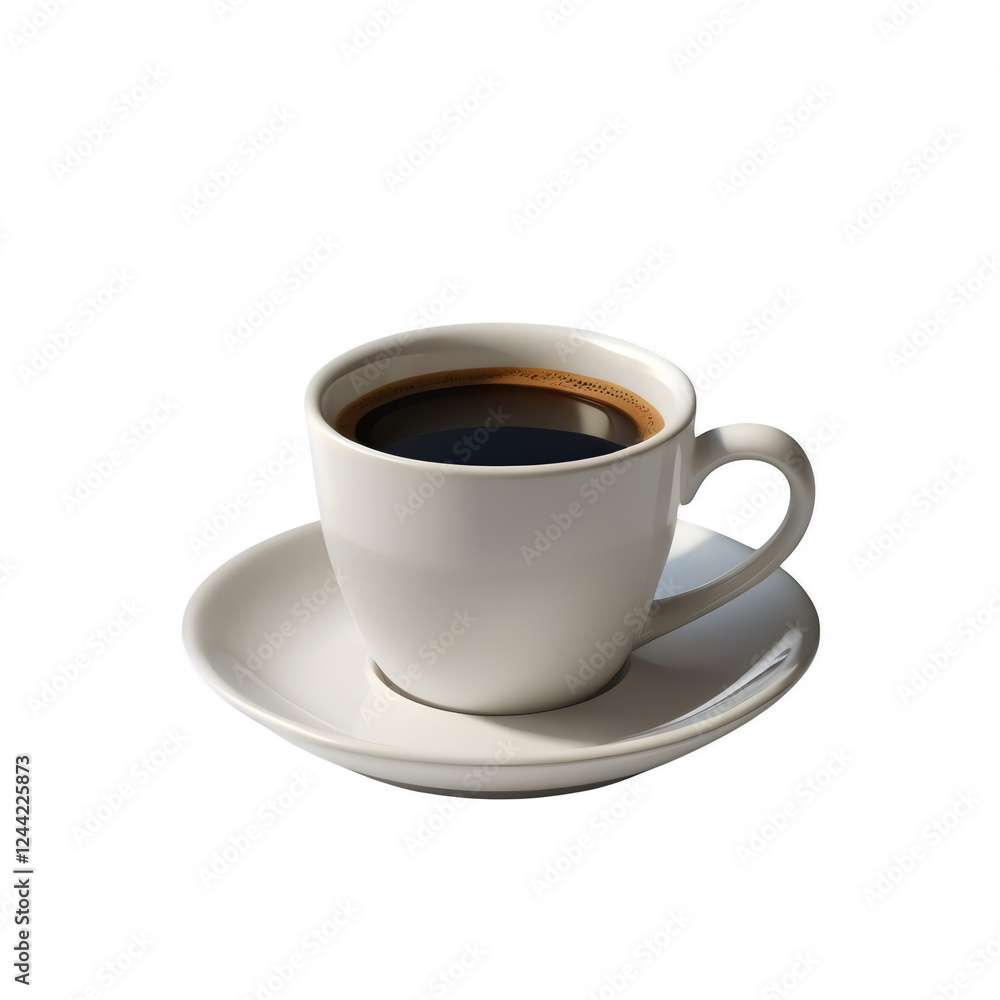 White cup of black coffee isolated on transparent background White cup of black coffee isolated on transparent background