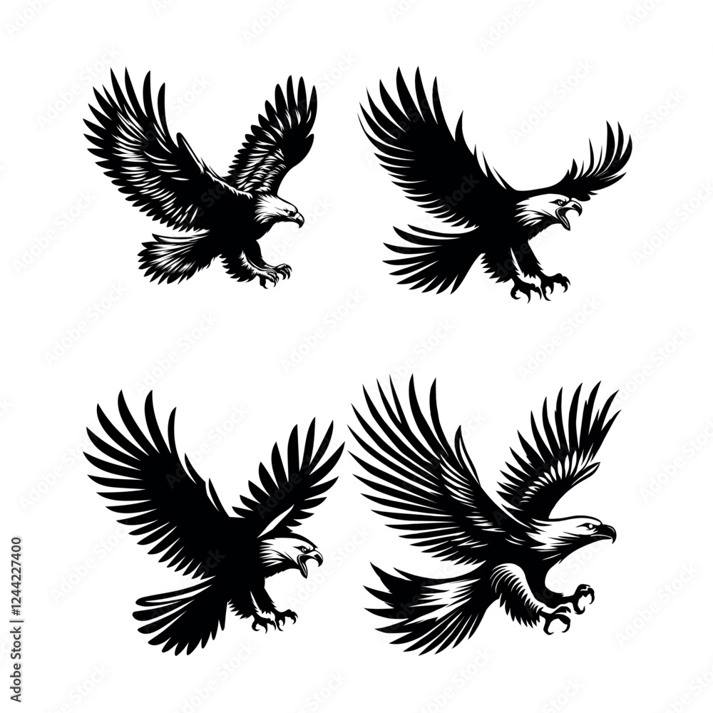 Obraz premium Eagle silhouette design Soaring Eagles Vector Illustrations