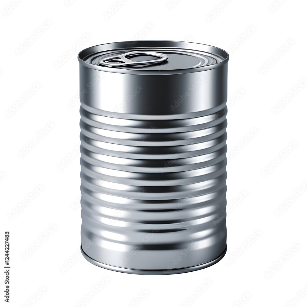Metallic can with pull-tab lid isolated on transparent background Metallic can with pull-tab lid isolated on transparent background