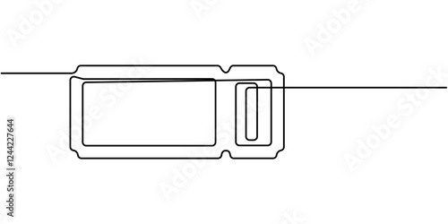 cinema Ticket continuous one line drawing, Ticket Single Line Icon, Single continuous line drawing of ticket. one line draw design graphic vector illustration, Cinema tickets seamless texture.