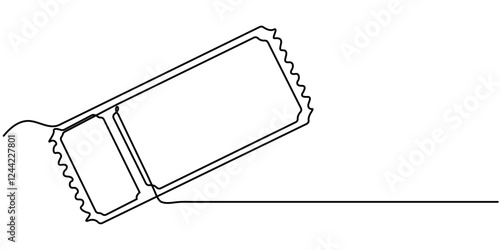cinema Ticket continuous one line drawing, Ticket Single Line Icon, Single continuous line drawing of ticket. one line draw design graphic vector illustration, Cinema tickets seamless texture.