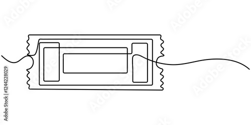 cinema Ticket continuous one line drawing, Ticket Single Line Icon, Single continuous line drawing of ticket. one line draw design graphic vector illustration, Cinema tickets seamless texture.