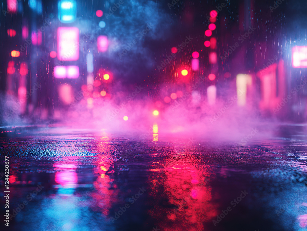 Abstract Night Scene with Smoke and Lights Abstract Night Scene with Smoke and Lights