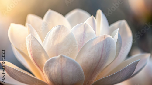 Delicate magnolia petals in bloom nature close-up soft light environment serene viewpoint for nature lovers