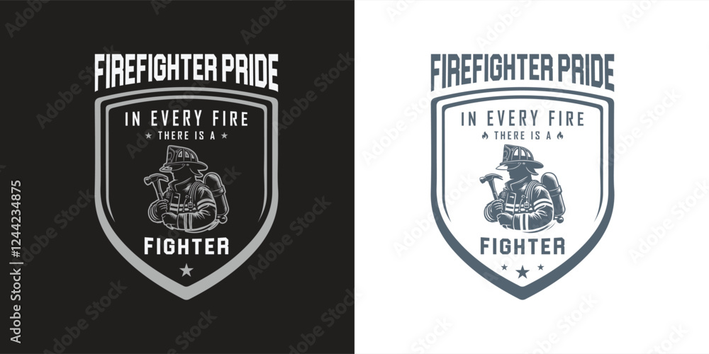 Obraz premium Firefighter Pride, Firefighter T-shirt design bundle. SVG design. Celebrate the fearless fireman with this firefighter t-shirt design, ideal for fire department supporters.