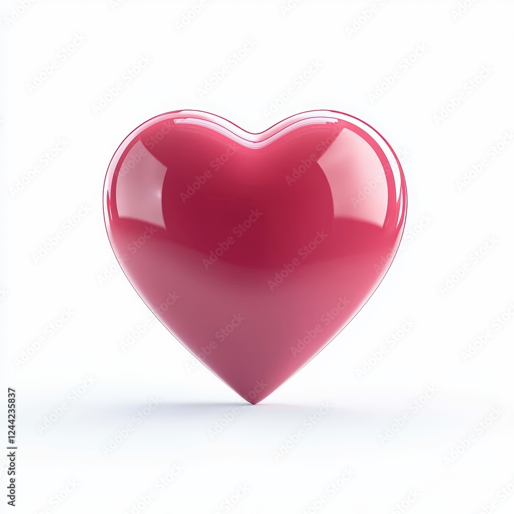 Shiny Red Heart Symbol on a Clean White Background Shiny Red Heart Symbol on a Clean White Background