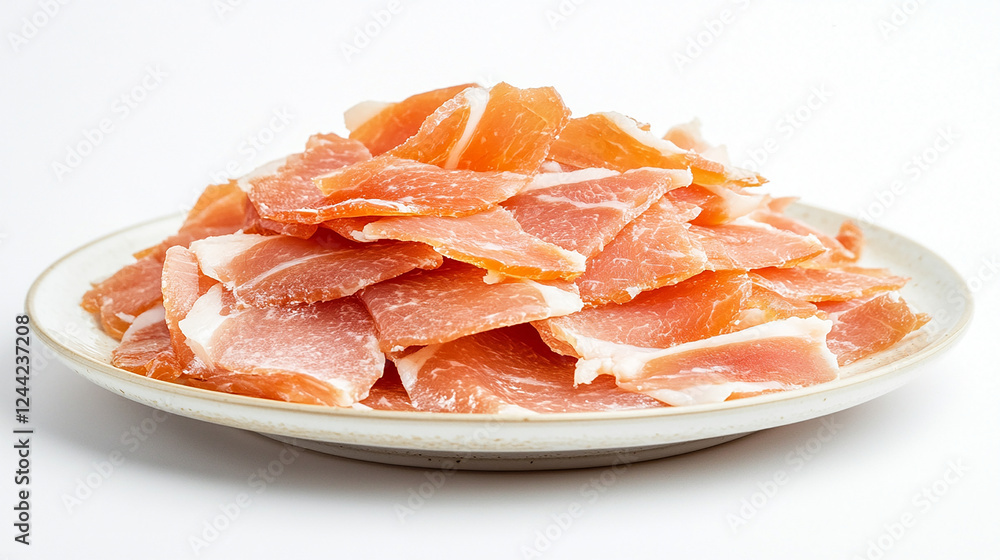 Overloaded plate of thinly sliced pork belly Overloaded plate of thinly sliced pork belly