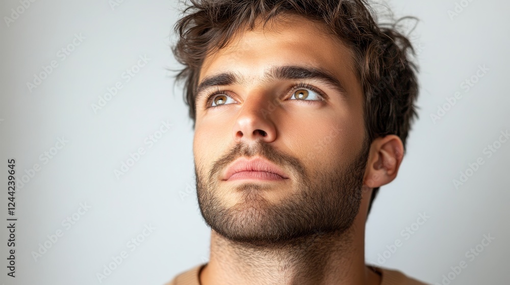 minimalistic portrait of 30 years old man on white background minimalistic portrait of 30 years old man on white background