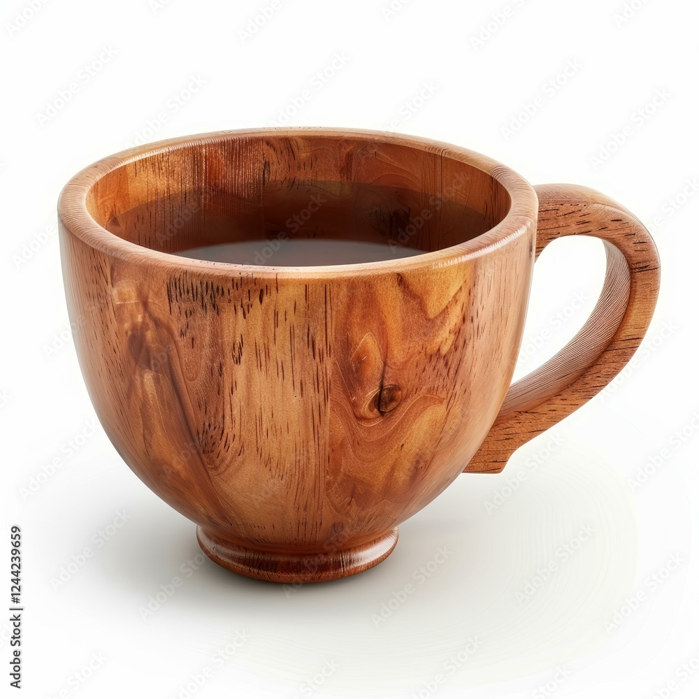 Rustic wooden tea cup filled with a steaming hot beverage, isolated on a clean white background Rustic wooden tea cup filled with a steaming hot beverage, isolated on a clean white background