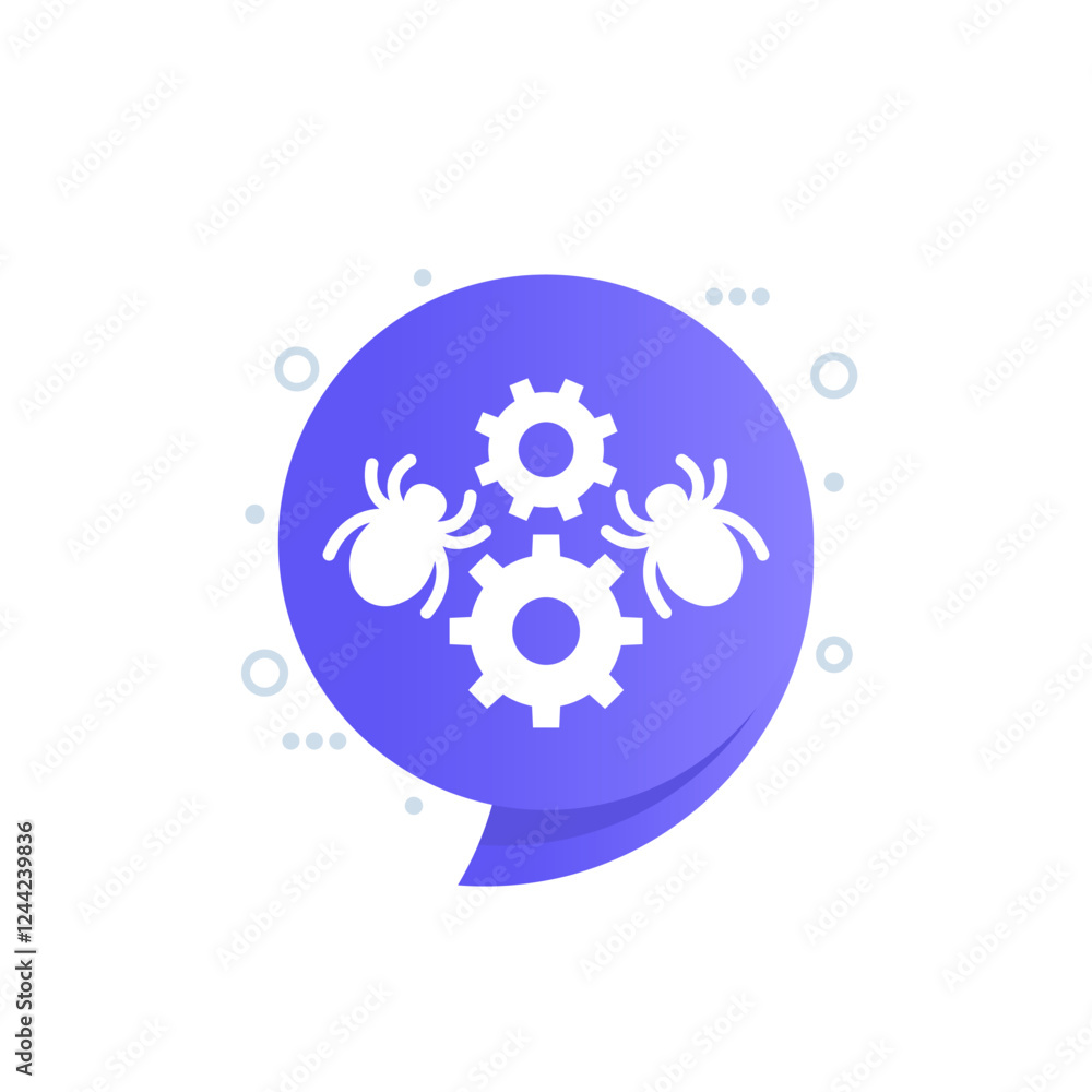 Debugging and testing vector icon with bugs Debugging and testing vector icon with bugs